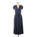 Lucky Brand Casual Dress - Midi: Blue Solid Dresses - Women's Size Small