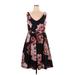 City Chic Casual Dress - Mini V-Neck Sleeveless: Black Print Dresses - Women's Size 16 Plus