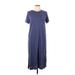 Jessica Simpson Casual Dress - Midi High Neck Short sleeves: Blue Solid Dresses - Women's Size Large