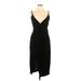 Fashion Nova Casual Dress - Midi V-Neck Sleeveless: Black Solid Dresses - Women's Size Large