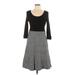 White House Black Market Casual Dress - A-Line Scoop Neck 3/4 sleeves: Gray Color Block Dresses - Women's Size 10
