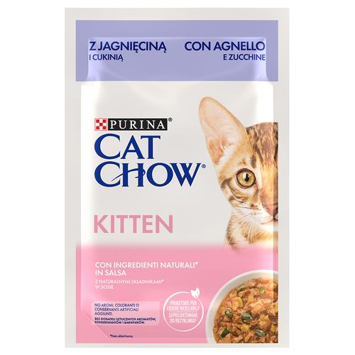 Sparpaket: 52x85g Cat Chow Kitten Lamm & Zucchini Katzenfutter nass