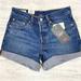 Levi's Shorts | Levi's 501 Long Jean Denim Shorts In Blue Clue Cuffed | Color: Blue | Size: 24