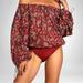 Free People Tops | Free People Sundown Paisley Cotton Bodysuit Rust Red Paisley Combo Sz Lg | Color: Red | Size: L