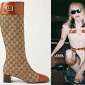 Gucci Shoes | Gucci Ellis Gg Logo Supreme Canvas Leather Cap Toe Tall Knee High Boots | Color: Brown/Tan | Size: 39eu