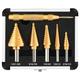 WORTURE 5PCS Step Drill Bit Set with Automatic Center Punch, HSS Titanium Coated Unibit Step Drill Bits, 50 Sizes Step Bits for Metal, Aluminum, Wood, Plastic, with Storage Case