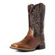 Cowboy Boots For Men Classic Durable Square Toe Steel Toe Toe Embroidered Western Rodeo Mid-Calf Boots Men's Fashion Men's Boots Men's Shoes (Color : Brown, Size : 8 UK)
