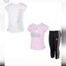 Adidas Matching Sets | Girl's Adidas 3 Piece Set Tee Shirts And Pants Pink White Black Size 5t | Color: Black/Pink | Size: 5tg