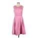 Talbots Casual Dress - Party Scoop Neck Sleeveless: Pink Solid Dresses - Women's Size 10