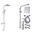 JAOSY Multi Function Hand Held Overhead Shower Mixer Riser Rail Adjustable Slider Kit, Bathroom Thermostatic Mixer Shower Valve with 8" Shower Head and Hand Held Shower System