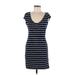 H&M Casual Dress - Sheath Scoop Neck Short sleeves: Blue Stripes Dresses - Women's Size Medium