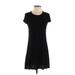 Olivia Rae Casual Dress - A-Line Crew Neck Short sleeves: Black Solid Dresses - Women's Size Small