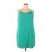 En Focus Studio Casual Dress - Mini Keyhole Sleeveless: Teal Print Dresses - Women's Size 18