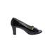 Taryn Rose Heels: Slip On Chunky Heel Classic Black Print Shoes - Women's Size 39 - Open Toe