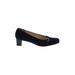 Salvatore Ferragamo Heels: Pumps Chunky Heel Classic Blue Solid Shoes - Women's Size 5 1/2 - Almond Toe