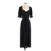 1.State Casual Dress - Midi V-Neck Short sleeves: Black Polka Dots Dresses - Women's Size 4