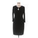 Calvin Klein Casual Dress - Sheath Keyhole 3/4 sleeves: Black Solid Dresses - Women's Size 8