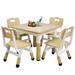 Kids Table and Chairs Set Height Adjustable Desk with 4 Seats