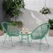 3 Pieces Classic Patio Bistro Conversation Set with Side Table PE Rattan Chair Set Outdoor Furniture