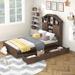 Nestfair Wood Platform Bed with Storage Headboard and 2 Drawers