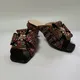 Mode Dernier Talons Bas Femmes Clip Bow Pantoufles Chunky Chaussures Strass Sandales 2023 Nouveau