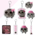 Fun Meme Im Just A Girl Sad Hamster Key Chain Keychains Ring for Accessories Bag Funny Pendant