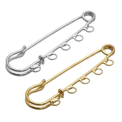 10x Metal Kilt Pin Brooch Clasp 5 Holes Safety Pins Brooch Findings for Arts Sewing Crafts 5x1.5cm Fashion Jewelry Gold