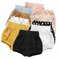 0-5Y Kawaii Newborn Baby Bloomers PP Pants Cotton Linen Triangle Solid Dot Girls Shorts Summer