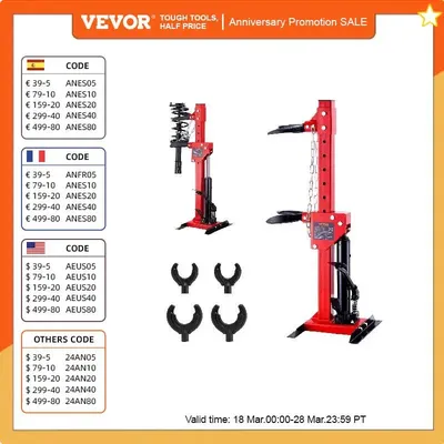 VEVOR Kit Compresseur Ressort Amortisseur pour Voiture Force de Compression 1 T Course 320 mm