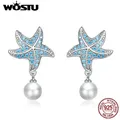 WOSTU – boucles d'oreilles d'été en argent Sterling 925 pour femmes bijoux en argent CZ Zircon