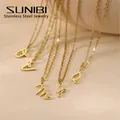 SUNINI Stainless Steel DIY Monogrammed Heart Irregular Necklace Initial Name Customized Necklace