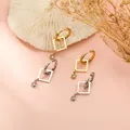 Boucles d'oreilles carrées en acier inoxydable pour femmes boucle d'oreille goutte en cristal