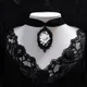 Victoria Black Rose with White or White Rose with Black Cameo Necklace Vintage Gothic Rose Women's