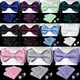 Self Tie Bow Tie with Pocket Square Cufflinks Gift for Men Paisley Solid Floral Silk Woven Bowknot
