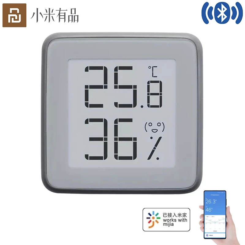 Xiaomi Youpin Mijia Bluetooth-Thermometer Hygrometer E-Ink-Bildschirm BT 2,0 Smart Temperatur Feuchtigkeit sensor funktioniert für Mijia App Image