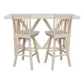 Bar Height Table With 2 Slat Back Swivel Bar Stools - 30 in. Seat Height - Whitewood K-7228-42-S263SW-2