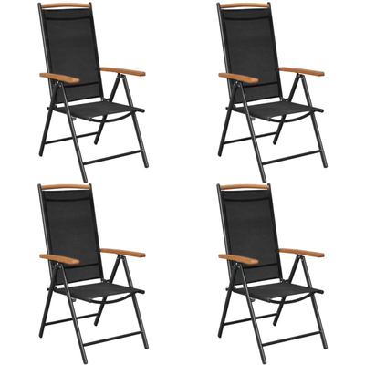Vidaxl - Gartenstühle Klappbar 4 Stk. Aluminium und Textilene Schwarz Image