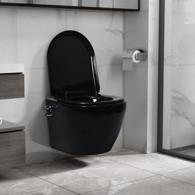 Bonnevie - Wand-WC ohne Spülrand mit Bidet-Funktion Keramik Schwarz vidaXL868400