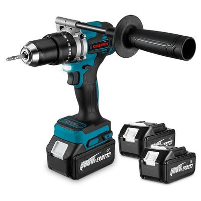 Onevan - Akku-Schlagbohrmaschine 650Nm ø 13mm Für 18V Akku von Makita - 2 Batterien und 1 Gerät Image