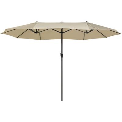 Sonnenschirm Beige 270 x 460 x 247 cm aus robustem Aluminium und einem doppelten Schirm Oval
