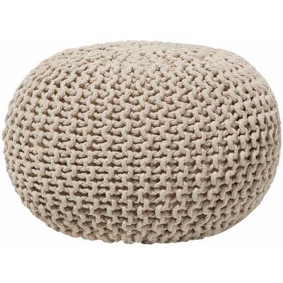 Pouf Beige 100% Baumwolle Rund ⌀ 50 cm Elegant Modern