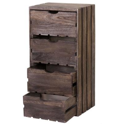 Kommode HHG-519, Schubladenkommode Holzkiste, Shabby-Look Vintage, 4 Schubladen 70x32x26cm braun Image