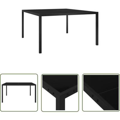 The Living Store Gartentisch 130x130x72 cm Schwarz Stahl und Glas - Gartentisch - Esstisch Outdoor Image