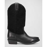 Billy Leather Shearling Cowboy Boots