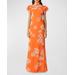 Sylvie Mandarin-collar Floral Chiffon Maxi Dress