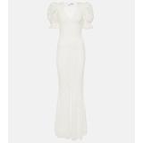 Bridal Puff-sleeve Lace Maxi Dress