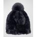 Faux Rex Rabbit Fur Beanie With Pom