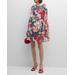 Bree Floral-print Cape-sleeve Mini Dress