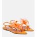 Applique Leather Thong Sandals