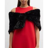 Erin Textile Knit Faux Fur Shawl